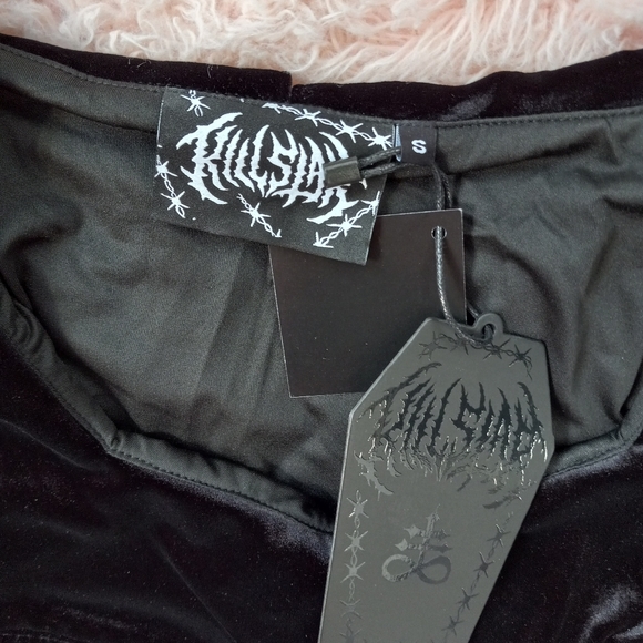 SOLD! Killstar velvet soft Lydia Deets inspired dress w/Victorian skull design - Picture 12 of 13